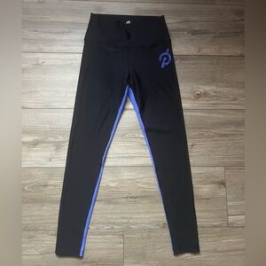 Peloton Show Up Rib Leggings Womens Large Black Purple Full Length Spin Cycling